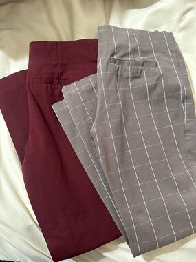 a new day Burgundy and Gray Plaid Dress Pants